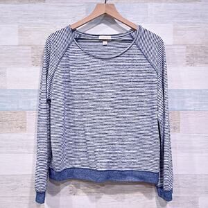 LOVE GAP Striped Raglan Lounge Top Blue Stretchy Hacci Knit Pajama Womens Small